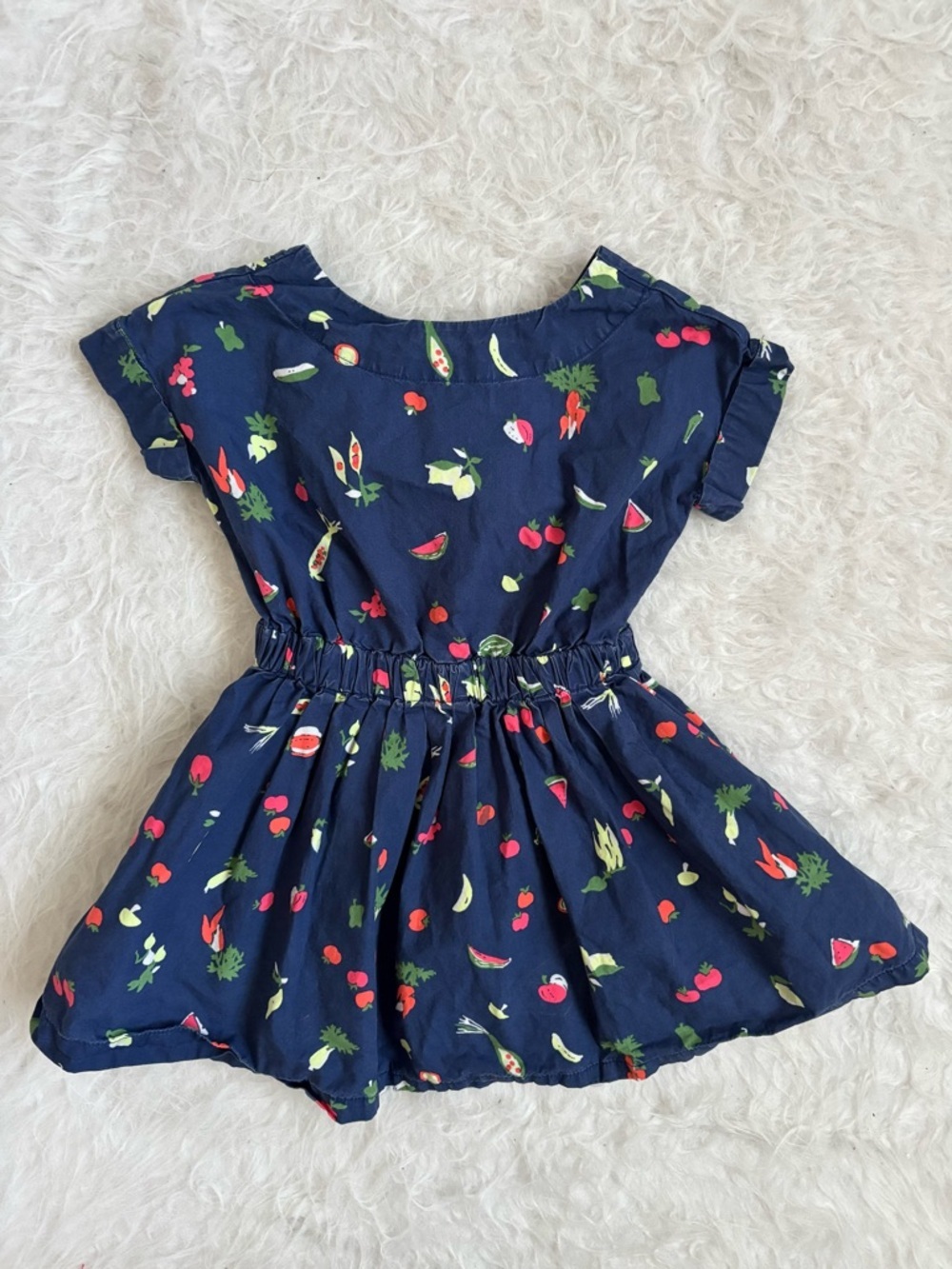 Crewcuts Girls Navy Farmer’s Market Fruit AOP Summer Dress